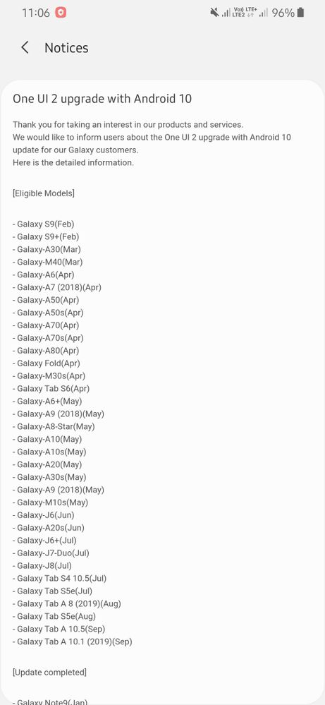 samsung android 10 update roadmap india