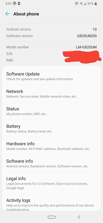 ATT LG G8 ThinQ Android 10 Update