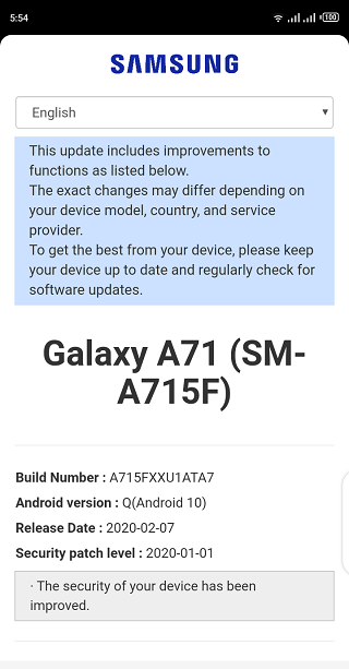 Galaxy-A71-first-OTA-update