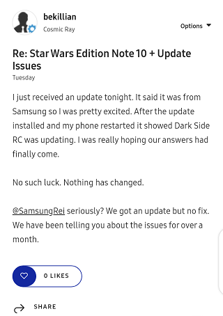 Galaxy Note 10+ Star Wars Dark Side RC theme bug