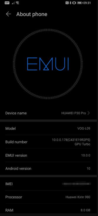 Huawei p30 unlocked emui 10
