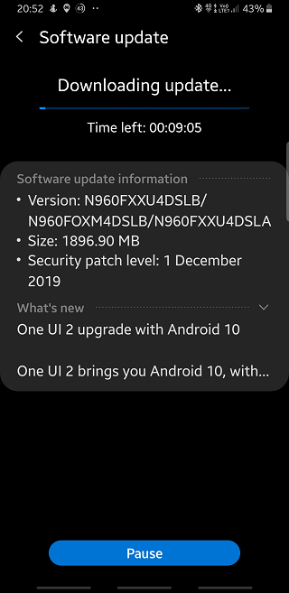 Optus-Galaxy-Note-9-Android-10-update