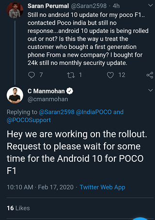 Poco-F1-Android-10-update