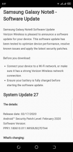 Verizon February security updates for Galaxy Note
