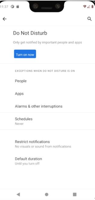 do not disturb ui android 11