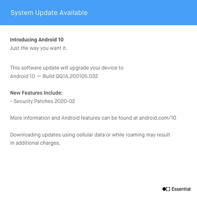 essential phone february 2020 patch