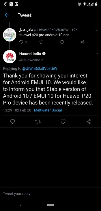 huawei p20 android 10