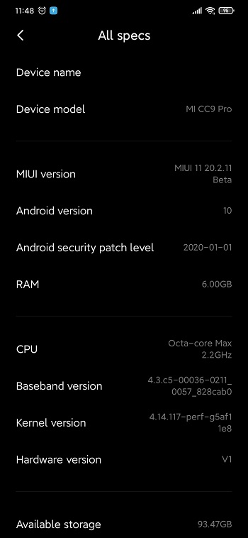 mi cc9 pro android 10 beta