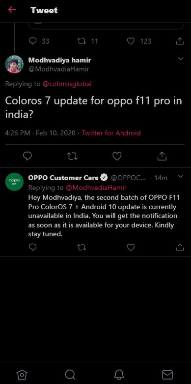 oppo f11 pro no indian update
