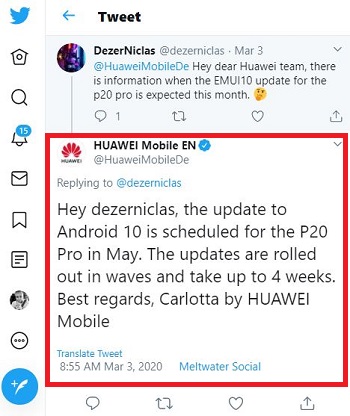 huawei P20 android 10