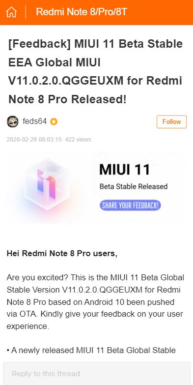 redmi note 8 pro beta stable europe