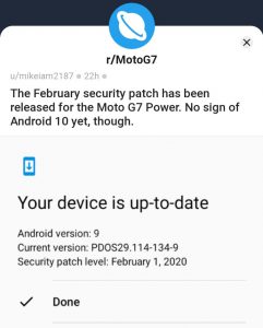 Moto G7 Power Android 10 update