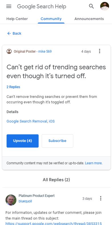 trending search issue