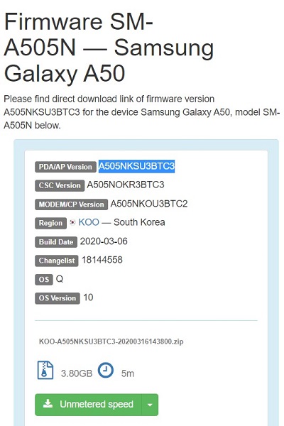 Galaxy-A50-Android-10-firmware