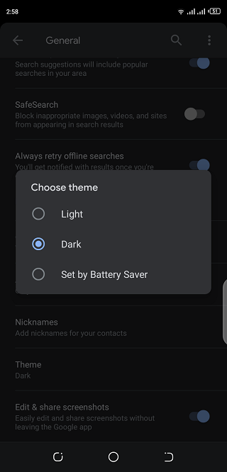 Google-app-Dark-theme-toggle-missing