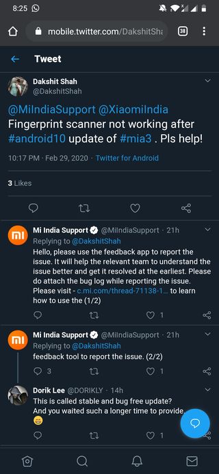 Mi A3 android 10 fp issue