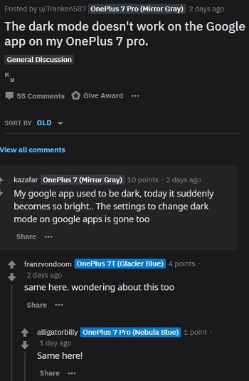OnePlus-Google-app-dark-theme-issue