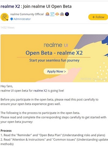 Realme-X2-Realme-UI-open-beta-update
