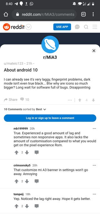 Xiaomi Mi A3 Android 10 bugs