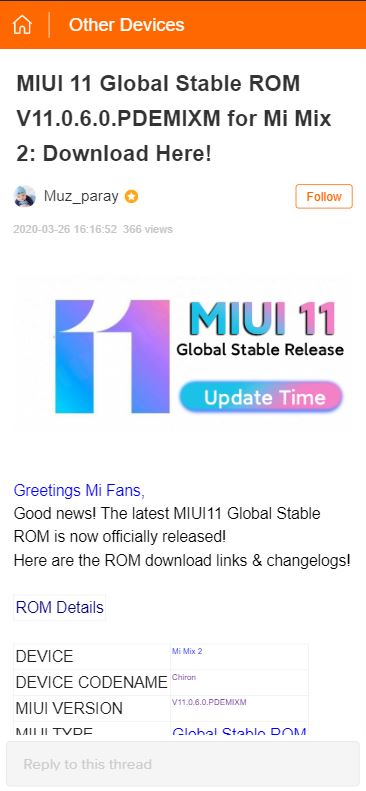 mi mix 2 miui 11 update