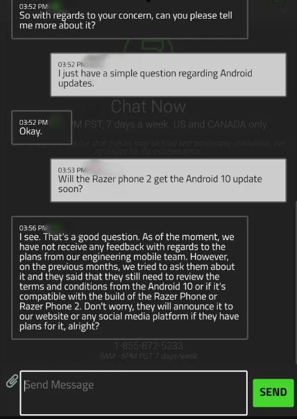 razer phone 2 android 10 not imminent