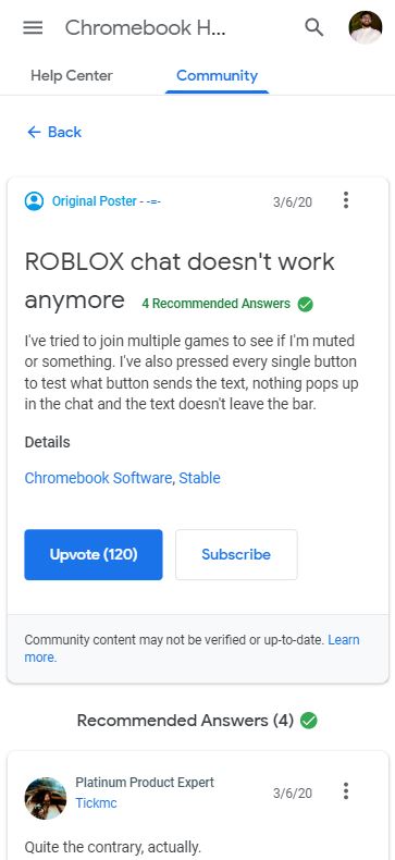 Roblox Chat Bug After Recent Chromeos Update Comes To Light