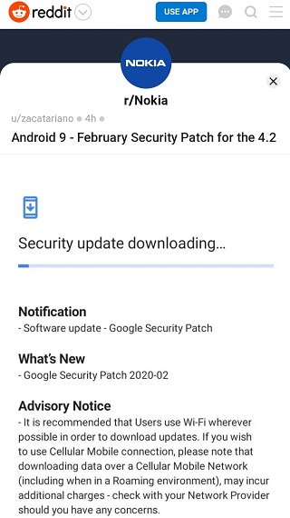 update alert nokia 4.2
