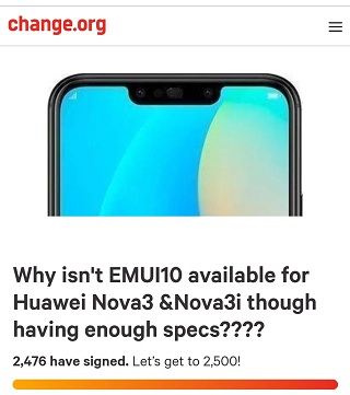 Huawei Nova 3 EMUI 10 update