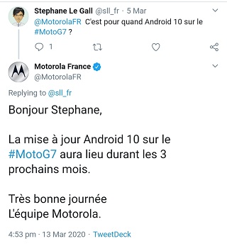 Motorola Moto G7 Android 10 update 