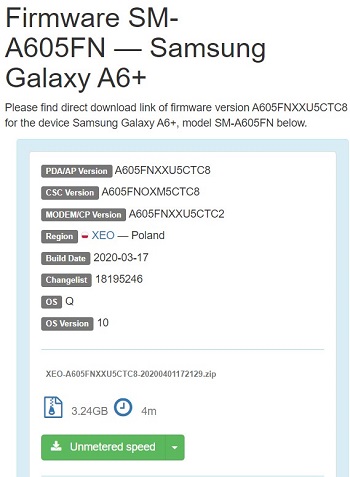 Galaxy A6+ One UI 2.0 update