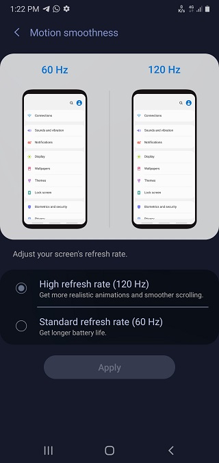 slika hotel Pivo  Galaxy Note 10 & S10 One UI 2.1 option to enable 120Hz refresh rate