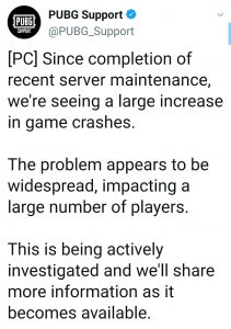 PUBG PC crashes 