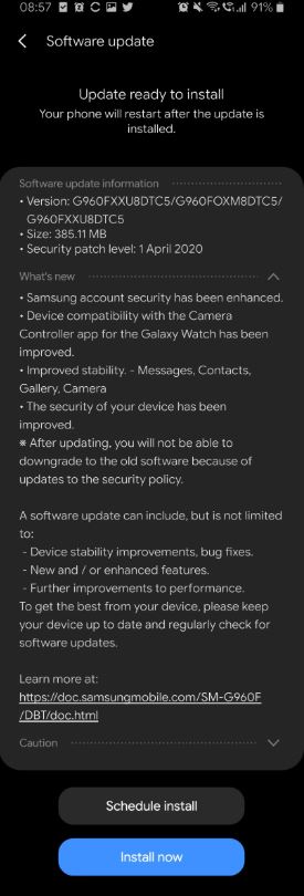 galaxy s9 germany april update