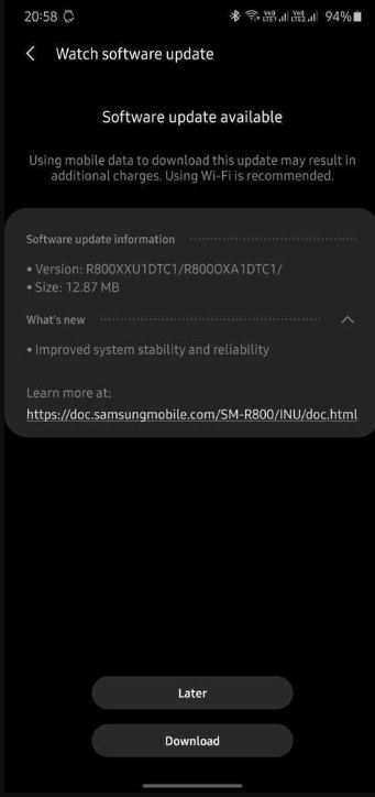 galaxy watch active and watch active 2 update