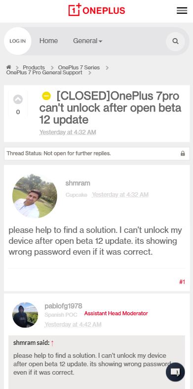 open beta 12 bug oneplus 7 and 7 pro
