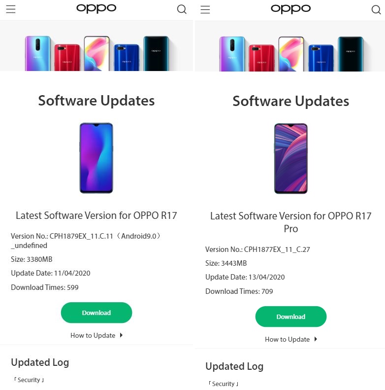 oppo r17 and r17 pro march update