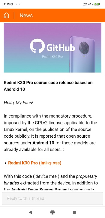 redmi k30 pro android 10 kernel code