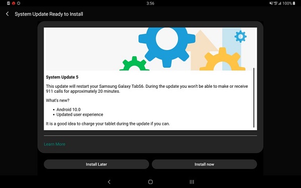 Verizon Tab S6 Android 10 update (Source)
