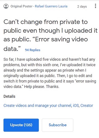 YouTube-error-saving-video-data-bug