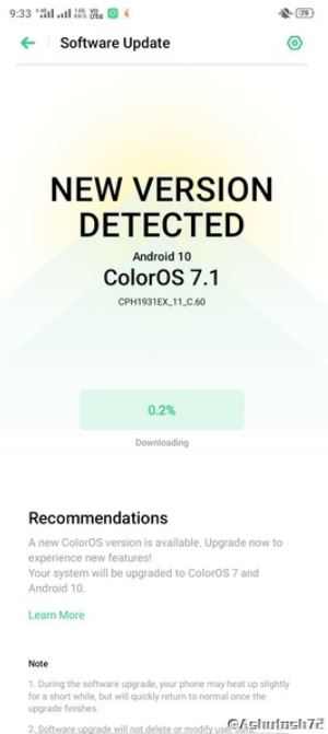 coloros 7.1 android 10 oppo a5 2020 a9 2020