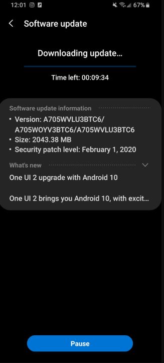 galaxy a70 android 10 one ui 2.0 canada