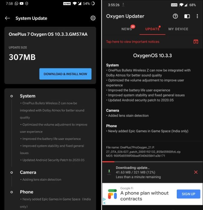 oneplus 7-7 pro oxygenos 10.3.3 may update