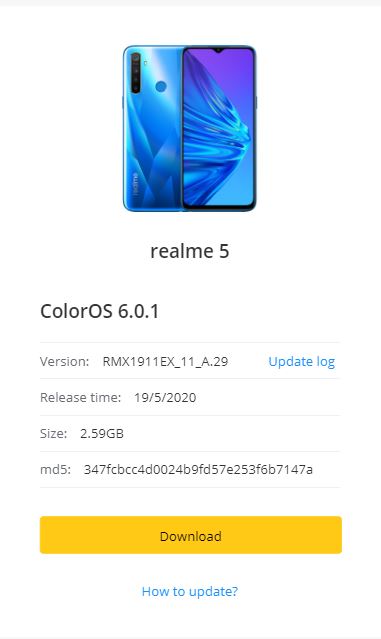 realme 5 may update