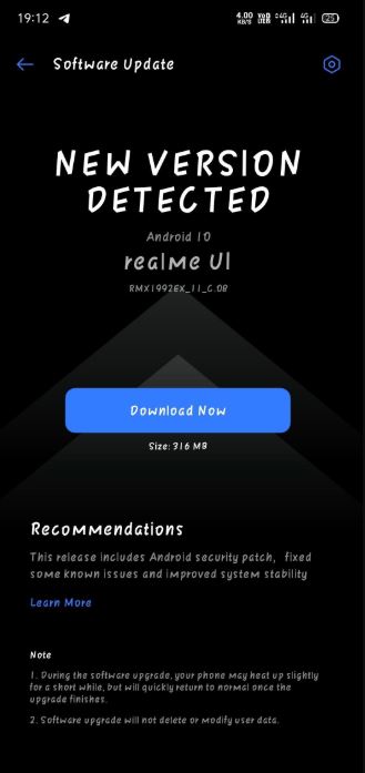 realme x2 may security update