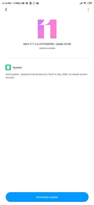 redmi note 7 may security update