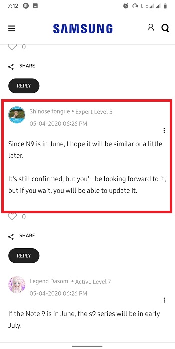 One UI 2.1 S9 June