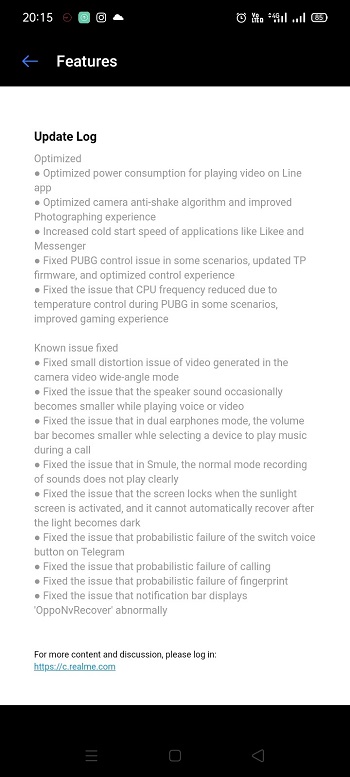 realme 5i android 10 changelog