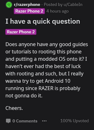 Razer-Phone-2-Android-10-update-status