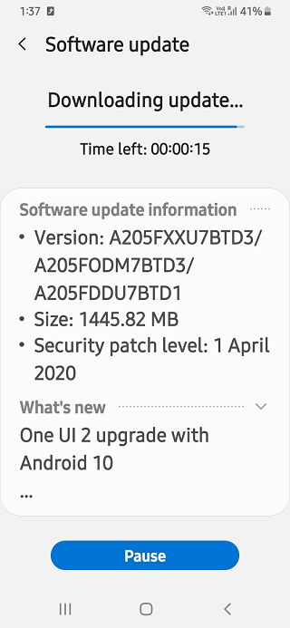 Samsung-Galaxy-A20-Android-10-update-India