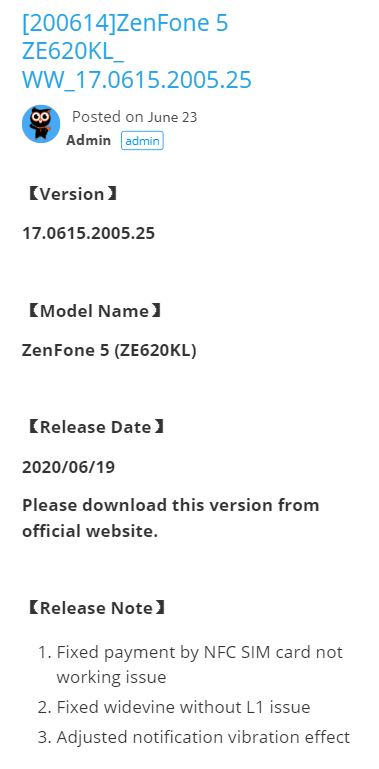 asus zenfone 5 june security update